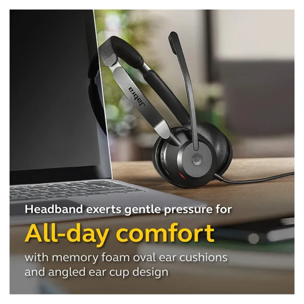 Jabra Evolve2 30 Wired Dual-Ear Headphones with Microphone for Work, USB-A & USB-C, Microsoft Teams Certified