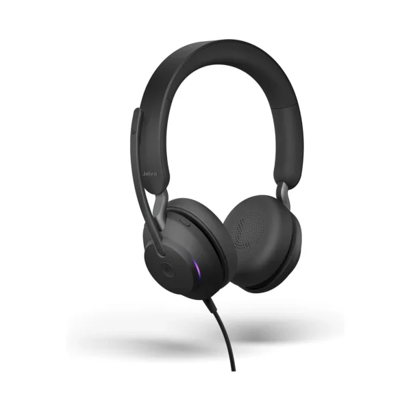 jabra-2-40-main "Jabra Evolve2 40 USB-A MS stereo headset with boom arm microphone and USB connector."