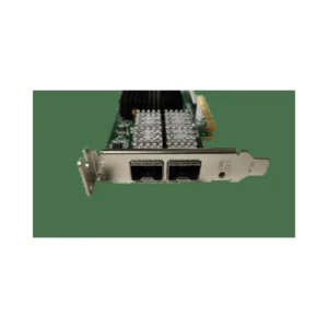 Dual-port 10GB PCIe SFP+ server network card showing its two optical ports and PCIe x8 interface.
